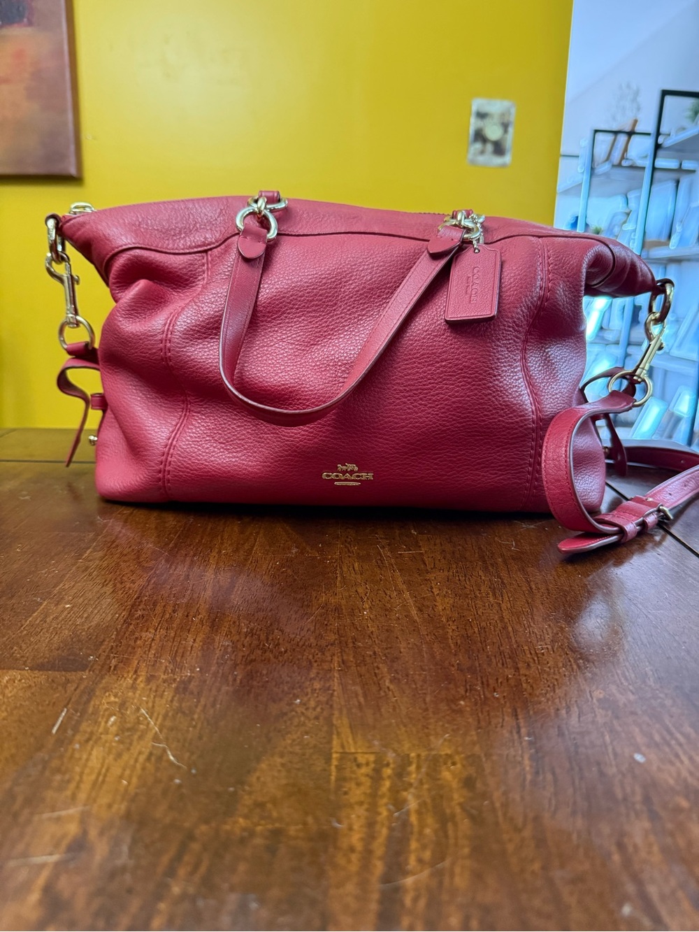 Coach Red Leather Shoulder Bag